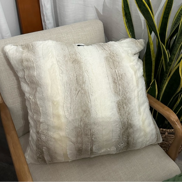 DKNY Decorative Down Wide Stripe Pillow Neutral-Brown-Cream - Picture 2 of 11